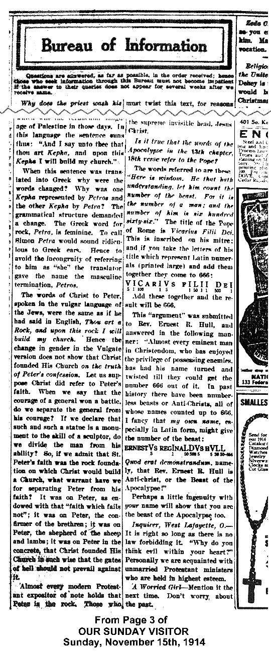 Our Sunday Visitor Our Sunday Visitor Newspaper of Sunday, November 15, 1914