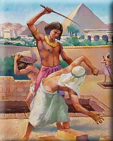 An Egyptian Taskmaster whipping an Yashar'eliy Slave